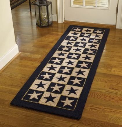 Black star hooked rug