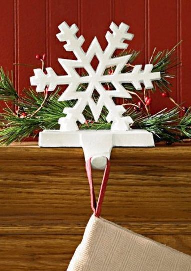 White iron snowflake stocking hanger