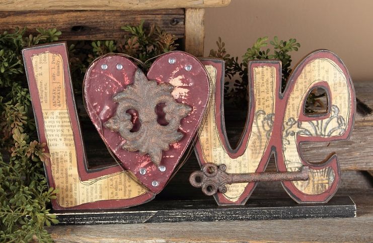 Love wooden sign on base